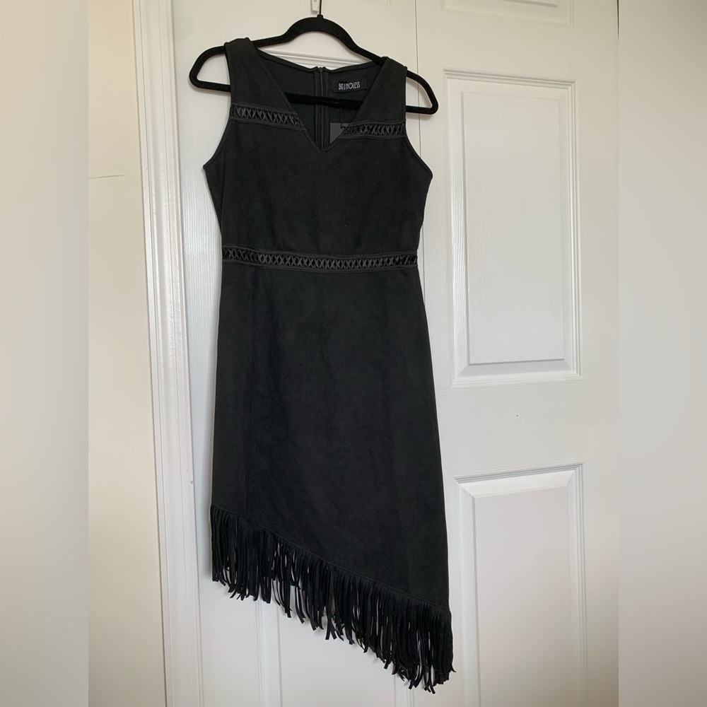 NWT Relish Noless Black Faux Suede Fringe Dress Small Cowgirl Western Country